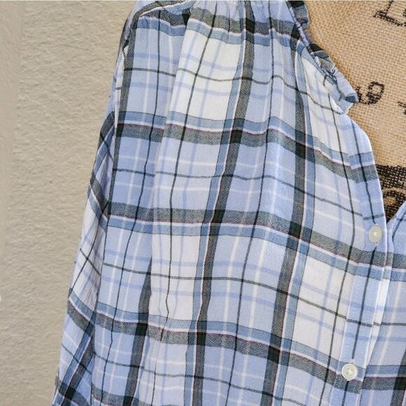 Loft plaid long‎ sleeve prairie button down shirt size large - Picture 4 of 6